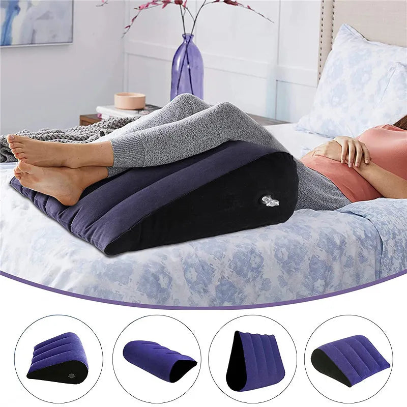 Multifunctional Inflatable Travel Pillow - Triangular Body and Lumbar Support Air Cushion for Yoga and Various Travel Positions