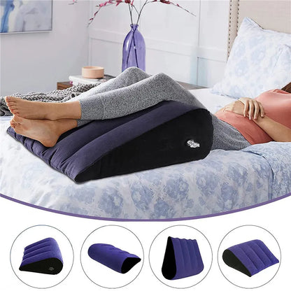 Multifunctional Inflatable Travel Pillow - Triangular Body and Lumbar Support Air Cushion for Yoga and Various Travel Positions