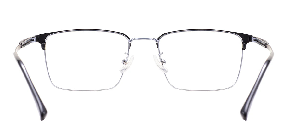 Comfortable Rectangular Men’s Business Glasses – Full Rim Browline Metal Frame for Optical Prescription Lenses