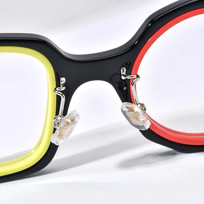 FONEX HEPIDEM Acetate Eyeglass Frames - Retro Round Vintage Eyewear for Men & Women