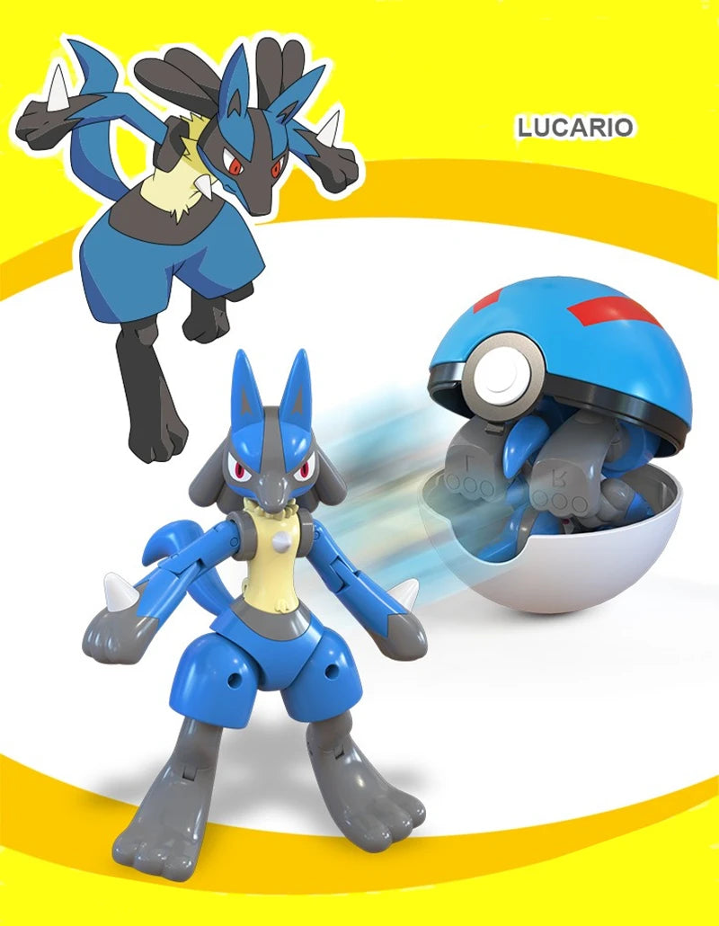 Pokemon Action Figures Set – Pikachu, Gengar, Dragonite, Snorlax & Pokeball Toys