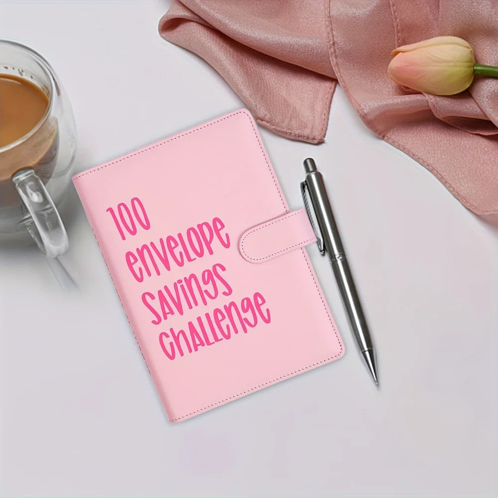 100 Envelopes Money Saving Challenge Binder – Password Lock Budget Organizer for Cash, Cost & Expense Management Notebook