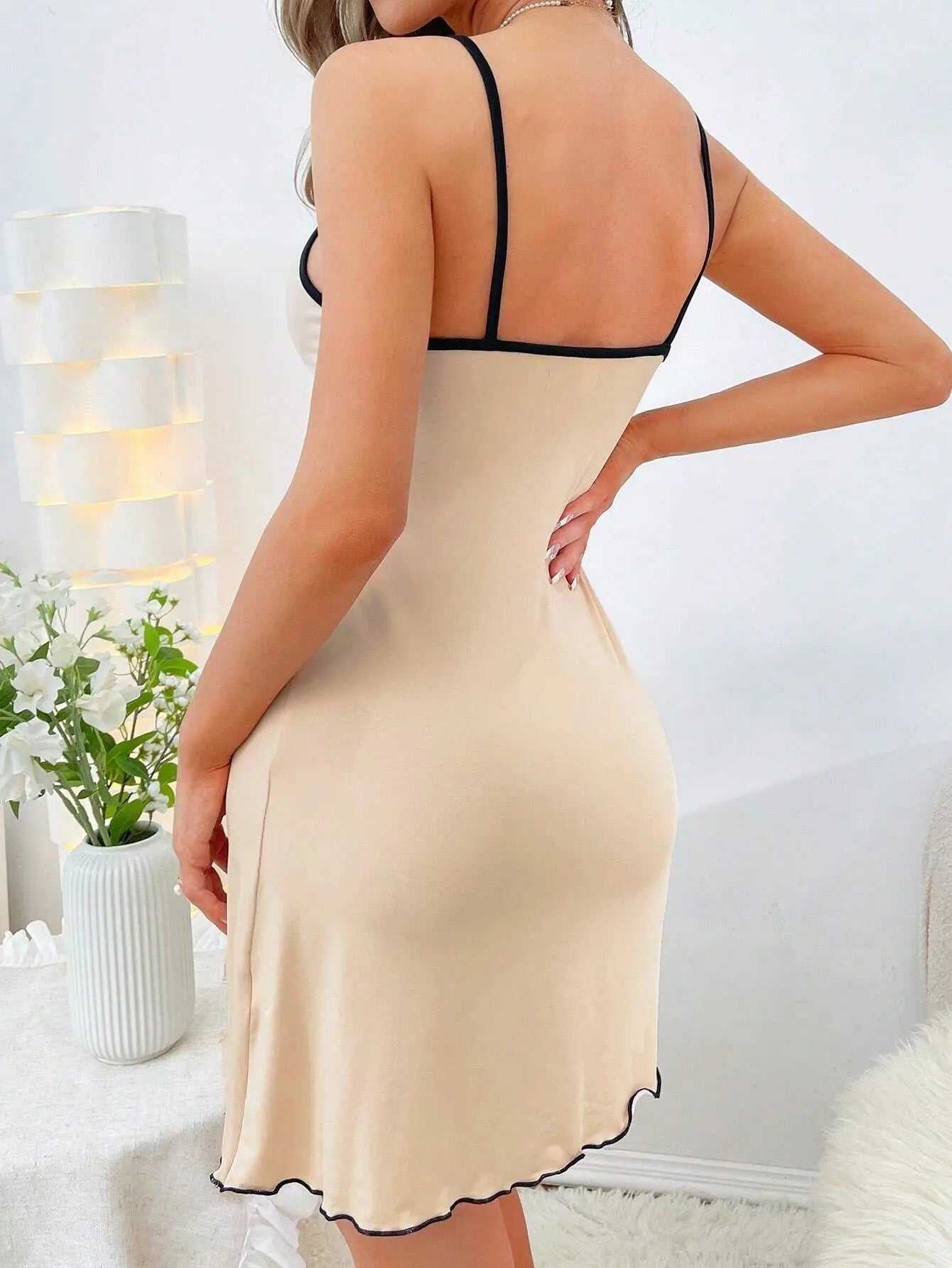 Women’s Little Bear Cami Nightgown - Cute Y2K Spaghetti Strap Mini Sleep Dress Loungewear