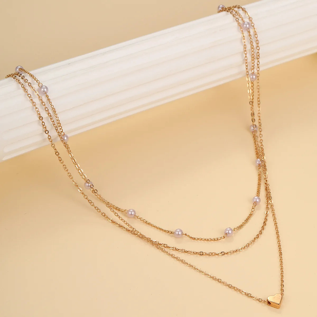 LATS Pearl Choker Necklace for Women – Double Layer Heart Pendant Jewelry Gift
