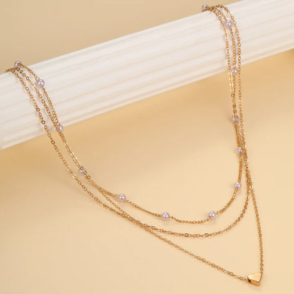 LATS Pearl Choker Necklace for Women – Double Layer Heart Pendant Jewelry Gift