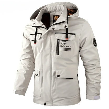 Men's Casual Hooded Windbreaker Jacket - Waterproof Warm Soft Shell Outdoor Winter Coat Plus Size
