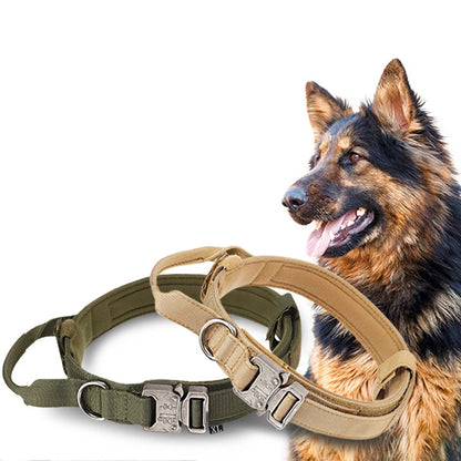 Durable Nylon Pet Dog Collar & Leash Set – Reflective Tactical Training Collar for Large Dogs