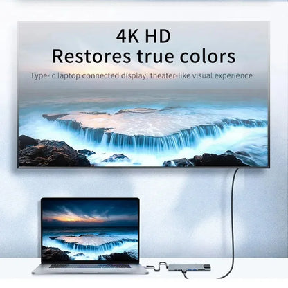 8-in-1 USB Type-C Hub Adapter – 4K HDMI, SD/TF Card Reader, RJ45, PD Fast Charging for MacBook & Notebook