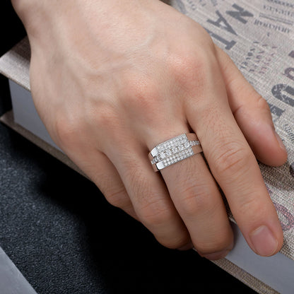 Newshe Full Moissanite Wedding Band for Men – 925 Sterling Silver Pave Engagement & Eternity Promise Ring