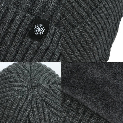 Men's Winter Knitted Bomber Hat with Ear Flaps - Plush Warmth, Faux Fur Lined, Casual Fashion Peaked Cap for Cycling