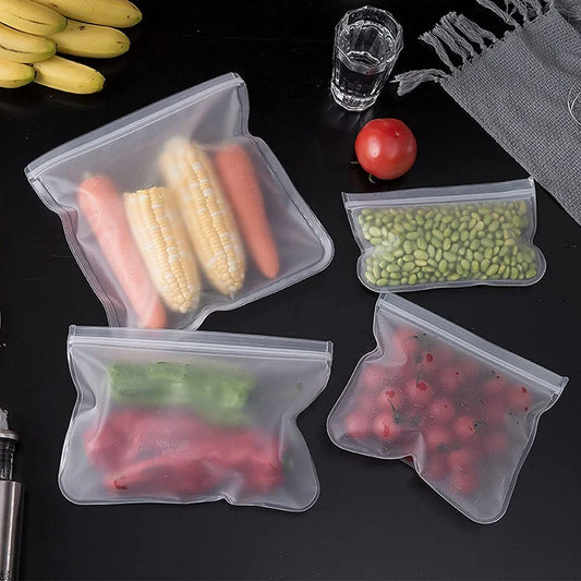 10pcs Silicone Food Storage Containers - Leakproof, Reusable Stand-Up Zip Bags for Fresh Food Storage