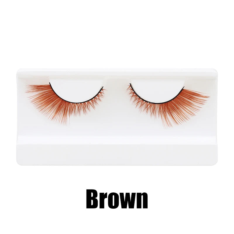 Colorful Halloween False Eyelashes – Blue, Red & Pink Cosplay Fake Lash Extensions for Makeup Looks