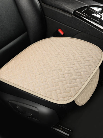 Universal Linen Car Seat Cushion - All-Season Driver Seat Cover with Waist Support