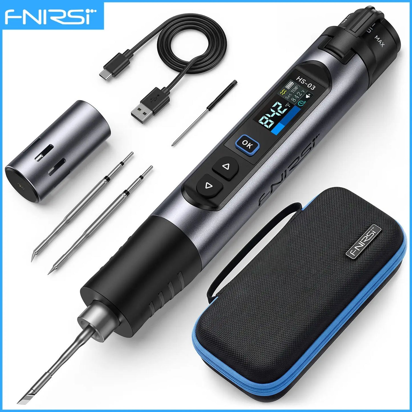 FNIRSI HS-03 Wireless Soldering Iron - Rechargeable 10W Portable Soldering Kit