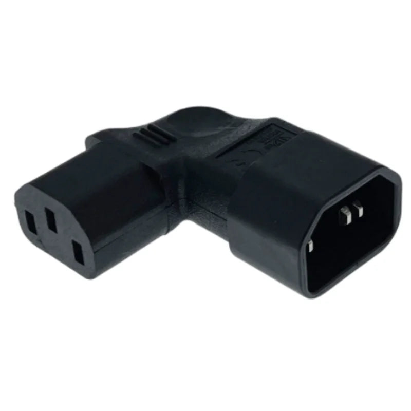 IEC 320 C14 to C13 Adapter - 3-Pin 90-Degree Right-Angle AC Power Extension Converter