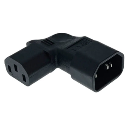 IEC 320 C14 to C13 Adapter - 3-Pin 90-Degree Right-Angle AC Power Extension Converter