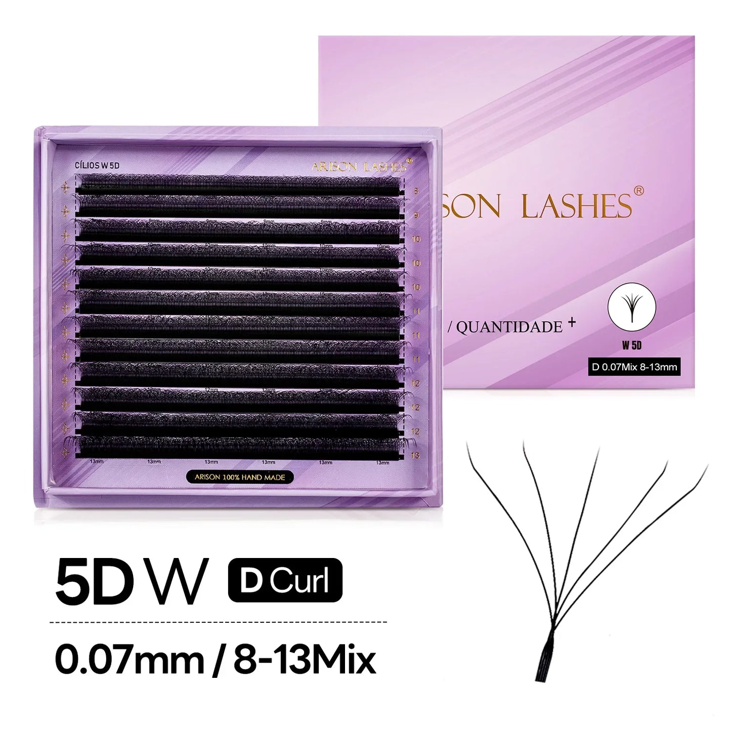 ARISON Plus 2-in-1 Magnetic Eyelashes – YY/3D/4D/5D Premade W-Shape Volume Fans for Full Lash Extensions