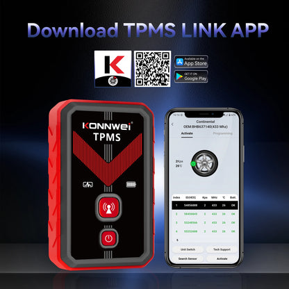 KONNWEI TK100 TPMS Programming Tool - 315/433MHz Tire Pressure Sensor Activator & Reset Tool with Lifetime Free Upgrades