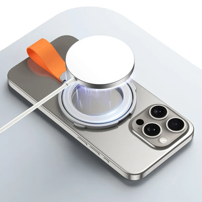 MagSafe Magnetic Ring Phone Holder – Silicone Cord Rotating Kickstand for iPhone 15, 14, 13, 12 Series, Alloy Buckle Stand