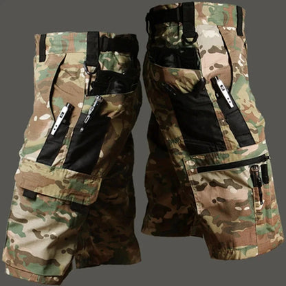 Men’s Camouflage Cargo Shorts - Quick Dry Outdoor Military Hiking Pants with Multiple Pockets