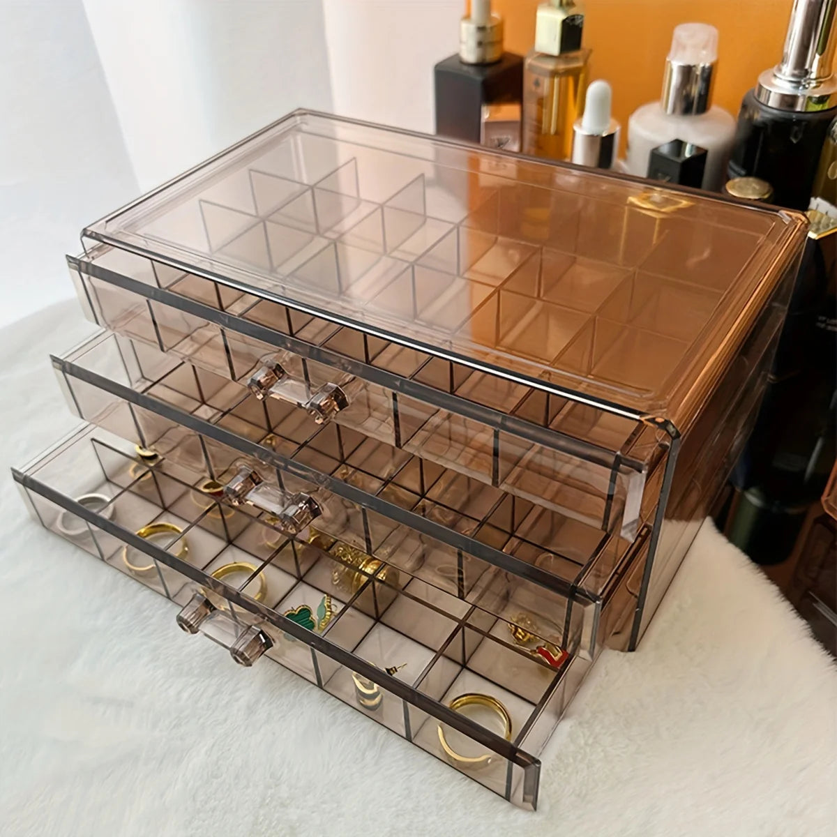 3-Layer 72-Grid Jewelry Storage Box – Large Capacity for Rings, Earrings & Necklaces