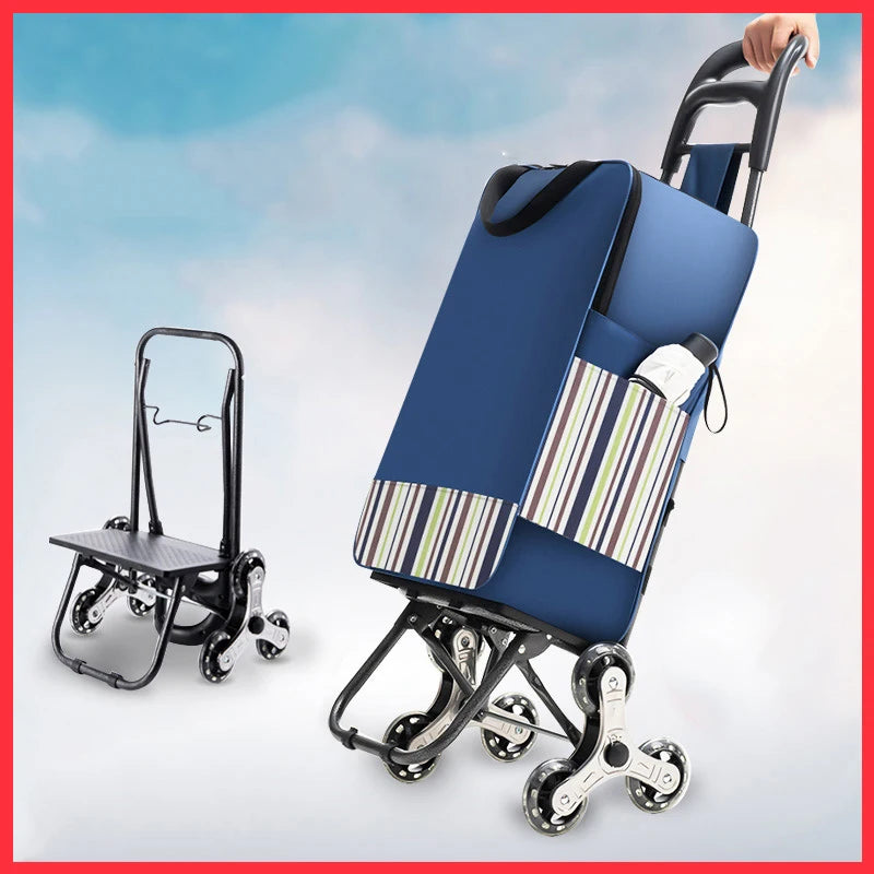 Lightweight Folding Grocery Shopping Trolley – Hand-Pull Cart for Household & Outdoor Travel