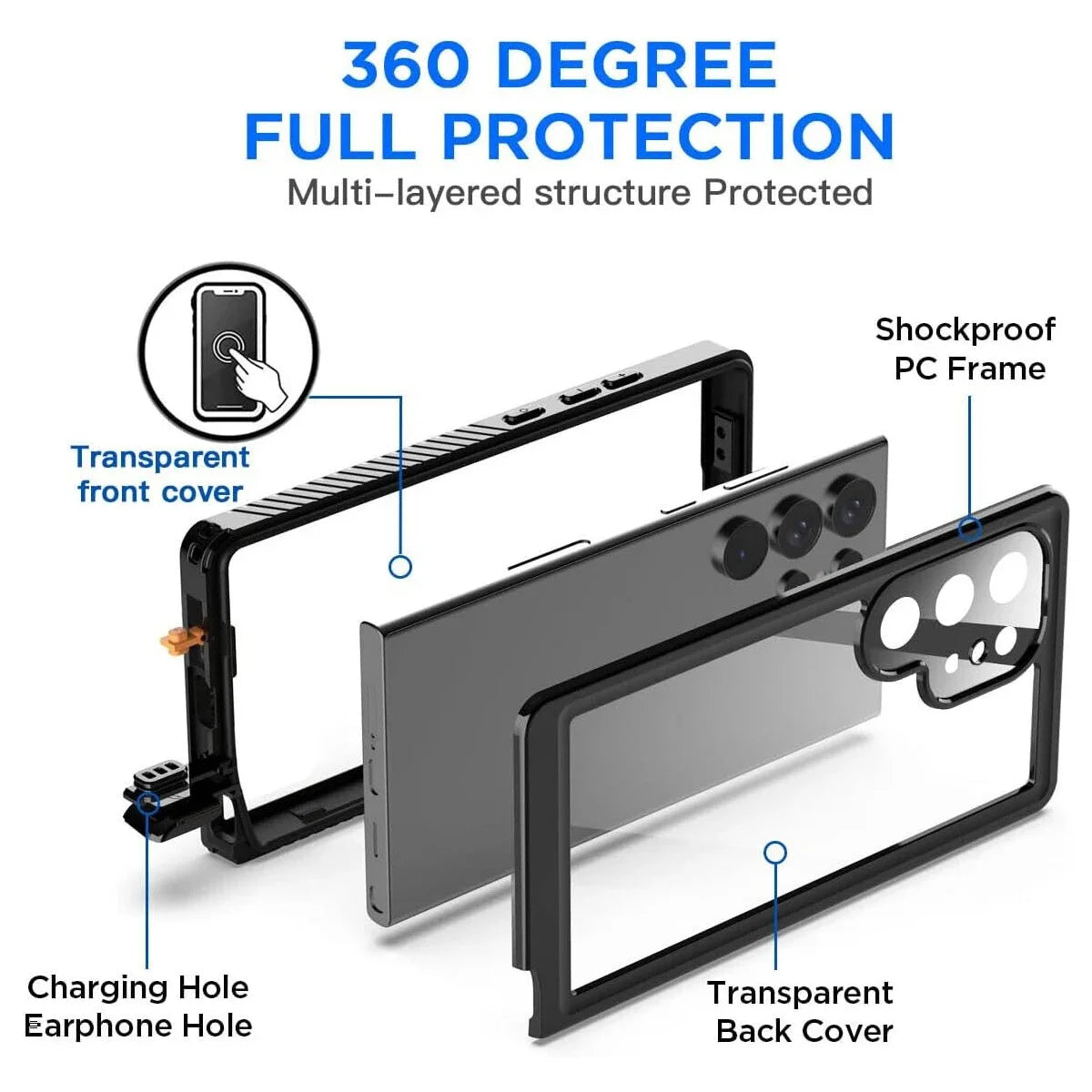 IP68 Waterproof Case for Samsung Galaxy S25/S24/S23/S22 Ultra, FE, A54/A14/A34 5G – Outdoor Sports & Diving Protective Cover