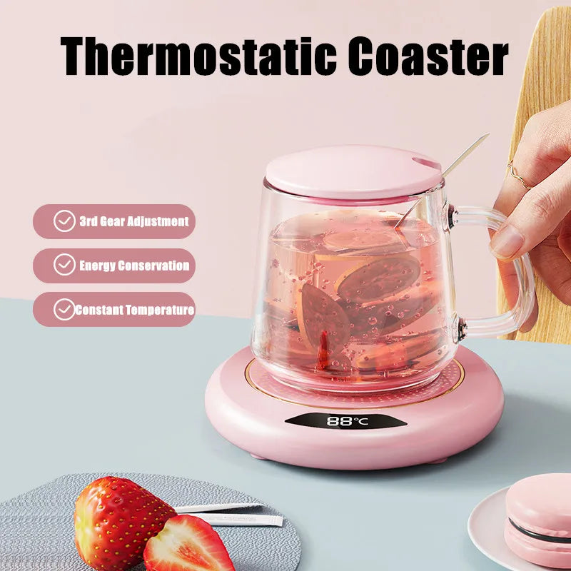 Thermostatic USB Heating Coaster with 3-Speed Adjustment – 55°C Constant Temperature for Home Use