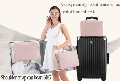 Professional Makeup Bag — Extra-Large Cosmetic Train Case with Brush Organizer, Storage Compartments & Dividers for Artists