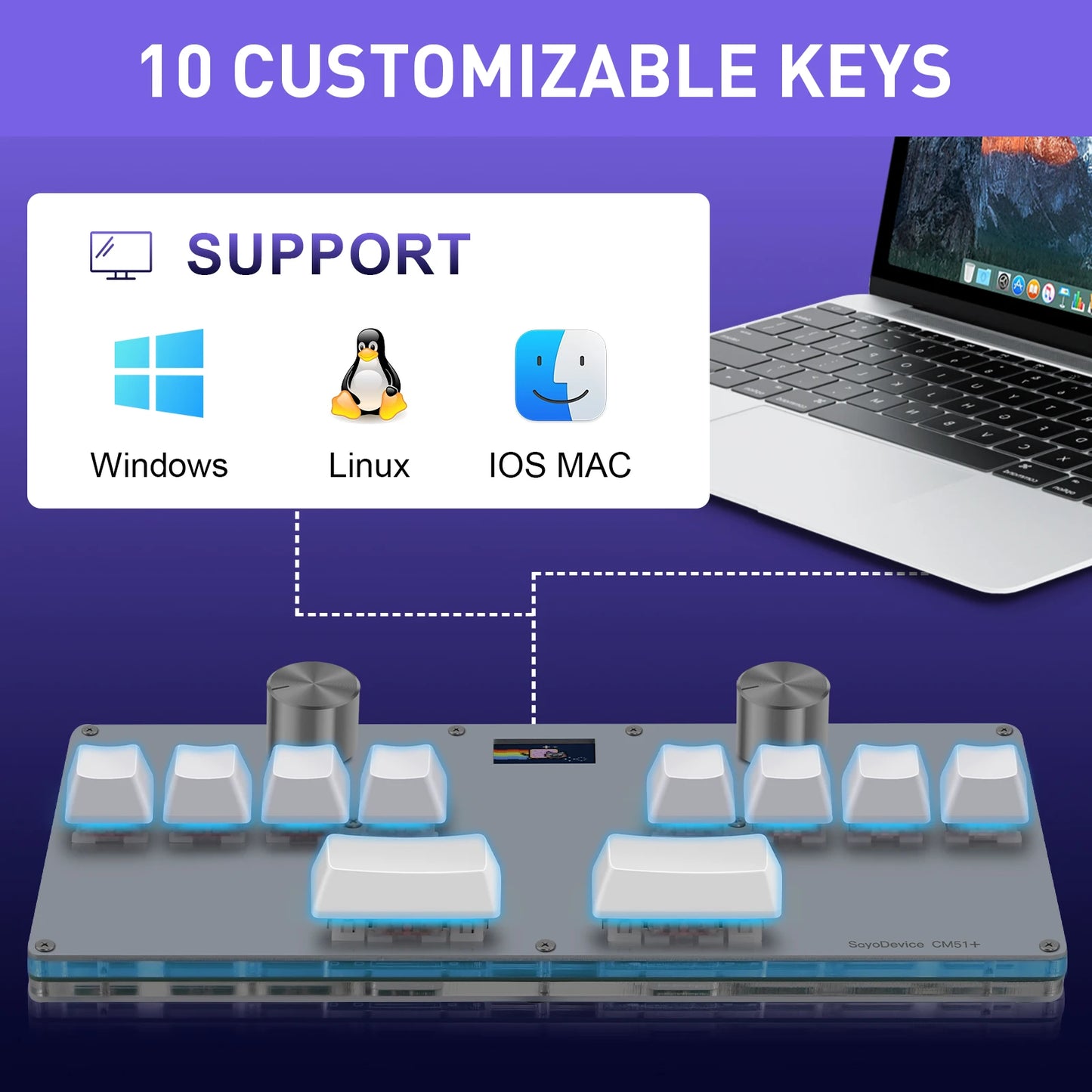 CM51 SayoDevice Rapid Trigger Magnetic Switch Keyboard with Knob & Screen – OUTEMU/Gateron Switch Gaming Macropad for OSU & DJMAX Shortcuts
