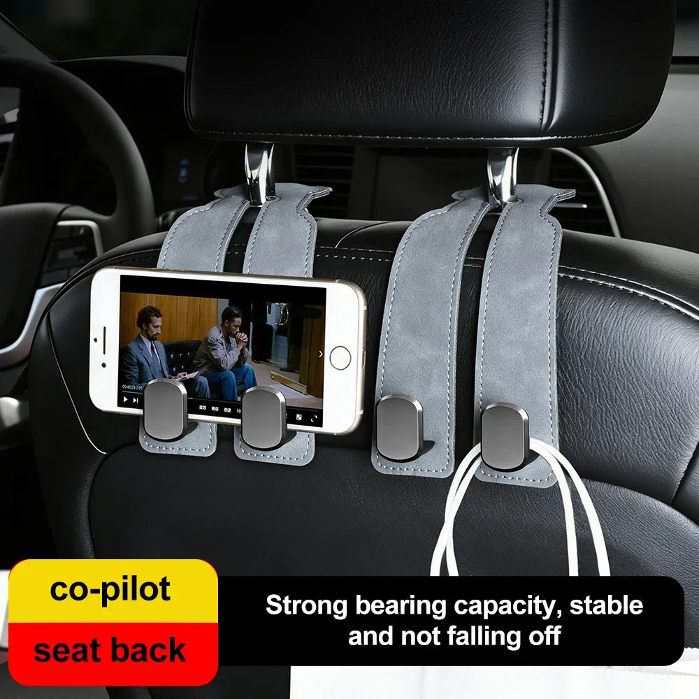 2-in-1 Universal Car Seat Headrest Hook – Double Hook Hanger Clip for Back Seat Storage Organizer & Car Interior Accessories