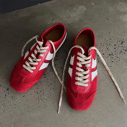 Real Leather German Training Shoes for Women — 2025 Retro Fashion Four Seasons Running & Casual Forrest Gump Style Sneakers