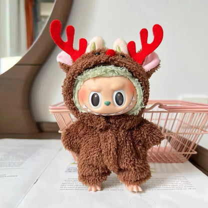 17cm Labubu Santa Christmas Outfit Set for Gen1–3 Vinyl Dolls – Festive Costume & Accessories
