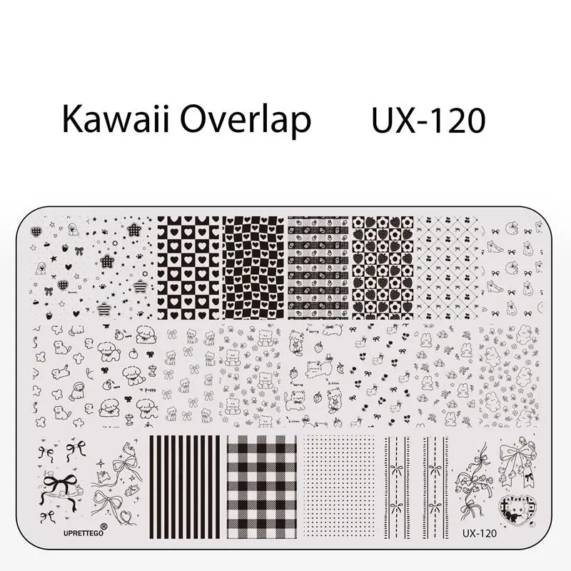 UX Serial 2 Stainless Steel Stamping Plate Template – Vintage Abstract Fabric Texture Pattern for Nail Art, Floral Lace, Xmas & Halloween Designs (UX52)