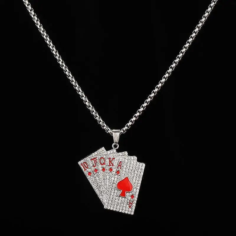 Ace of Spades Playing Card Necklace – Trendy Pendant Chain for Men & Women
