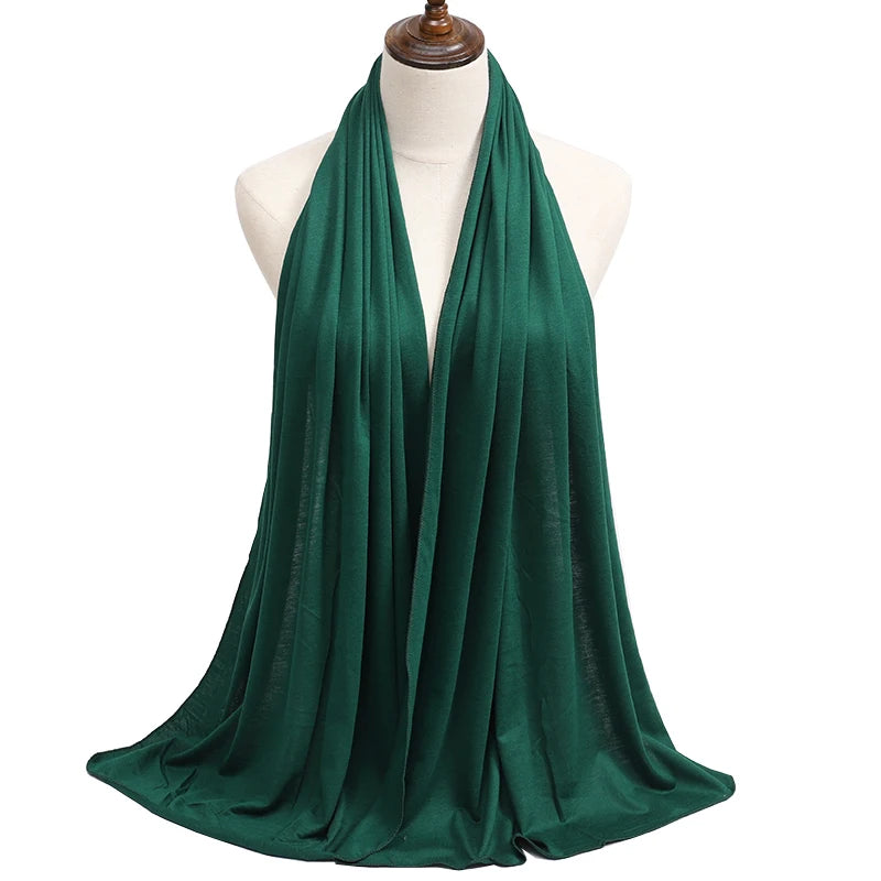 Women's Modal Cotton Jersey Hijab - Soft Solid Color Muslim Headscarf for Ramadan & Everyday Wear