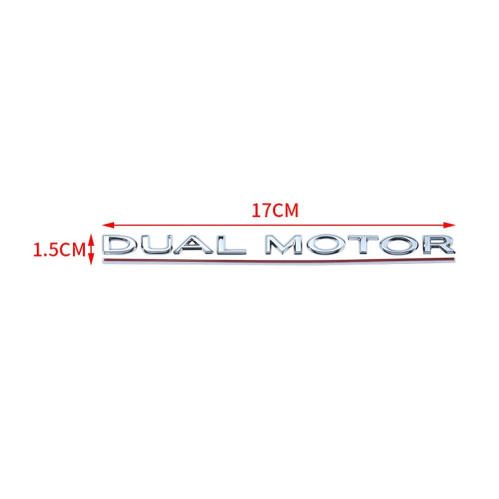 DUAL MOTOR Emblem for Tesla Model 3/Y/X/S — Chrome & Black/Red Trunk Badge Sticker, Car Styling