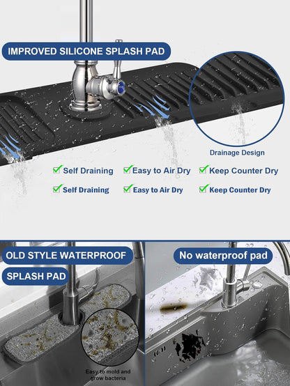 Leeseph Kitchen Silicone Sink Faucet Mat - Splash Guard & Absorbent Sink Protector - Kitchen Sink Gadgets