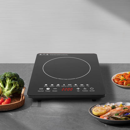 750W Portable Induction Cooktop Burner – Electric Hot Stove with Timer, Warm-keeping & Pre-setting Features for Kitchen & Restaurant