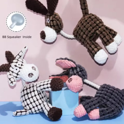 Plush Squeaky Dog Toy - Cute Donkey Teething & Interactive Training Toy for Small Dogs