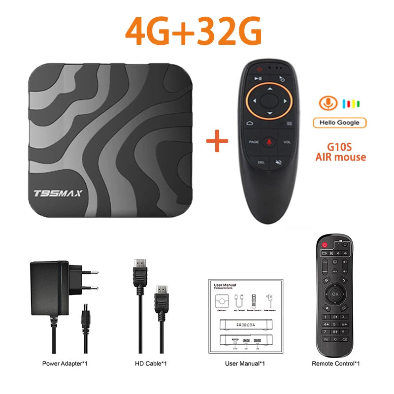 New H618 T95 Max Android 14 Smart TV Box - 8GB RAM, 128GB/64GB Storage, Double WiFi 2.4G & 5.8G, 6K 3D, Voice Assistant Media Player