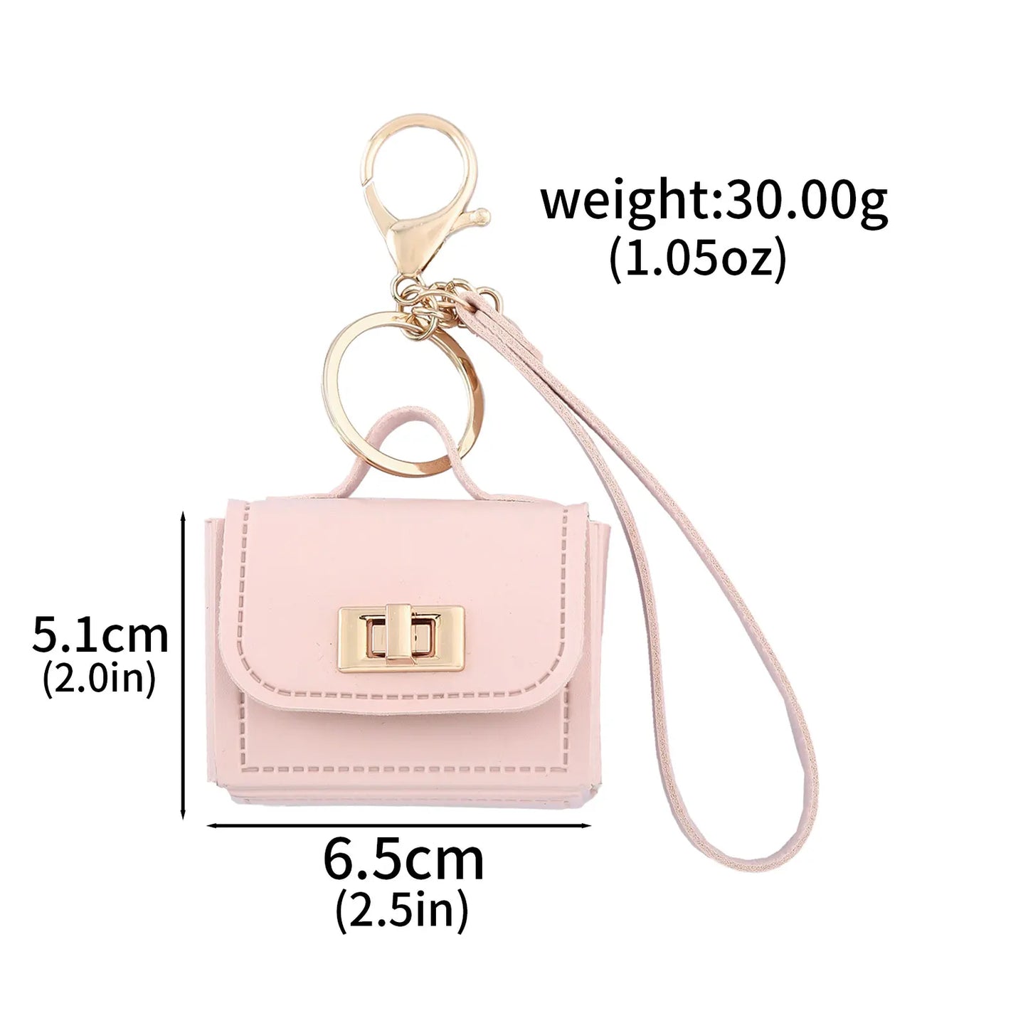 Mini PU Leather Bag Keychain - Openable Coin Purse Pendant with Hand Strap for Phone & Keys