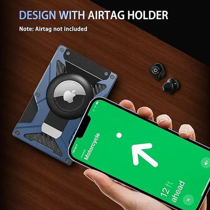 MagSafe Wallet & Money Clip with AirTag Holder + Magnetic Sheet — Fits Magnetic & Non-Magnetic Phones