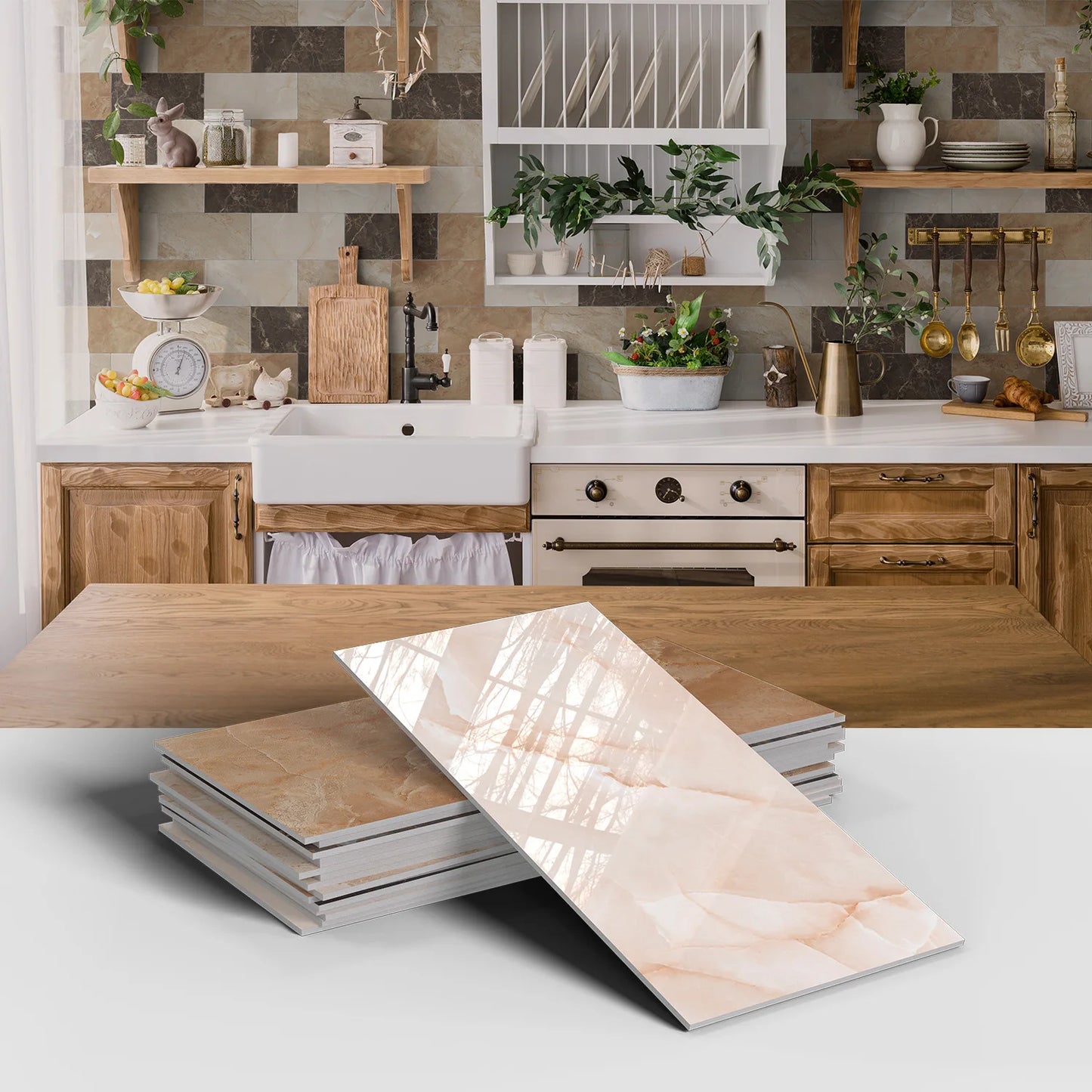 16PCS Marble Pattern Wall Stickers - Waterproof Oil-Proof PET Foam Kitchen Backsplash & Decorative Wallpaper Panels