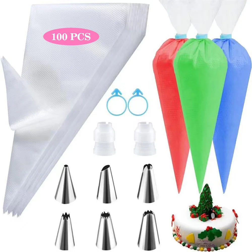 Silicone Piping Bags & Tips Set – Reusable Cake Decorating Kit with Stainless Steel Nozzles for Baking
