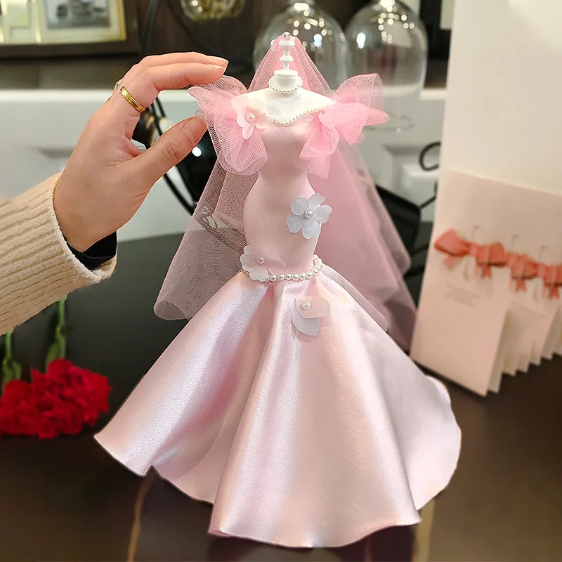 1/6 Mini Bride Doll Wedding Gown Set – Display Mannequin with Stand for Doll Clothes