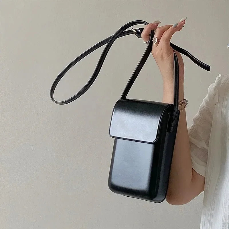 Mini PU Leather Flap Crossbody Bag: Simple Solid Shoulder Purse for Women - Stylish Designer Handbag Ideal for Girls and Ladies