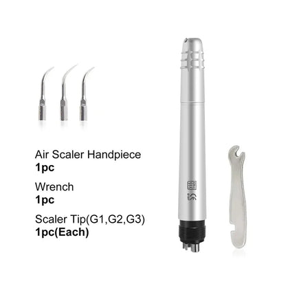 Dental Ultrasonic Air Scaler Handpiece – 2/4 Holes with 3 Tips for Teeth Whitening, Polishing & Cleaning