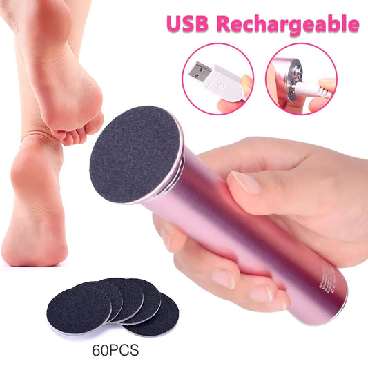 Smooth Feet, Anywhere: USB Rechargeable Wireless Electric Foot File - Cuticle Callus Remover Machine Pedicure Tools for Foot Heel Care, Includes Sandpaper