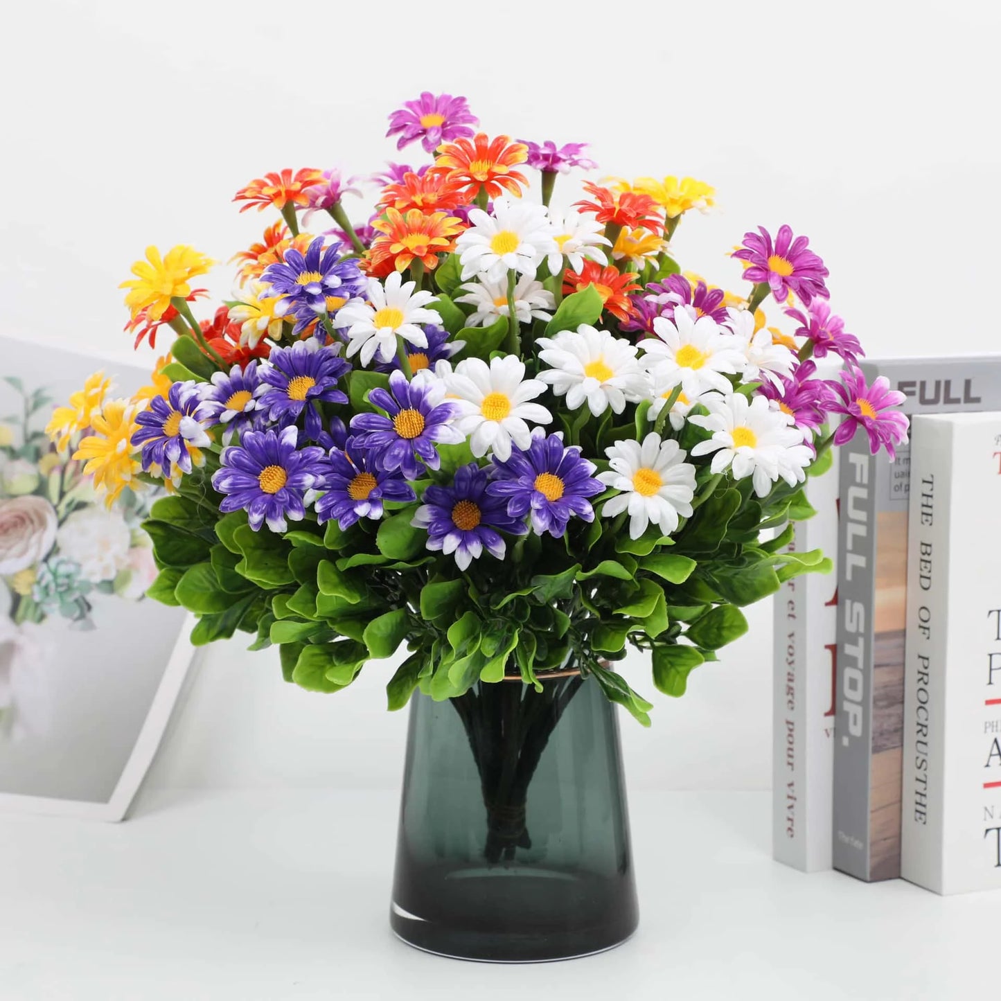 5/10 Pcs Realistic Artificial Daisy Bouquet – UV-Resistant Faux Flowers for Home, Garden, Office & Outdoor Spring/Summer Decor